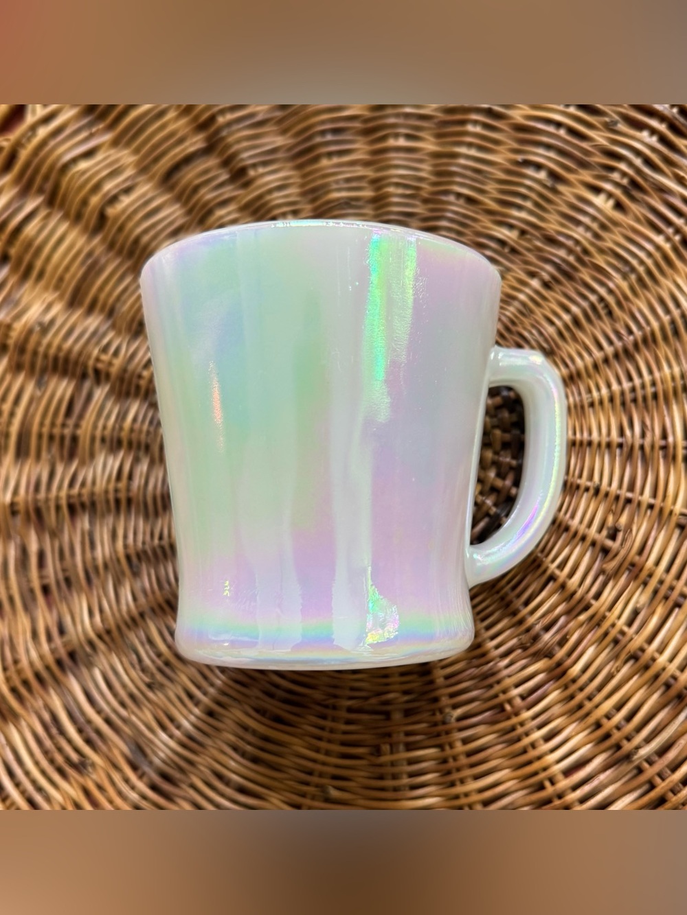 2/$50 ✨Fire King Aurora Borealis iridescent Mug - D Handle - Rare✨